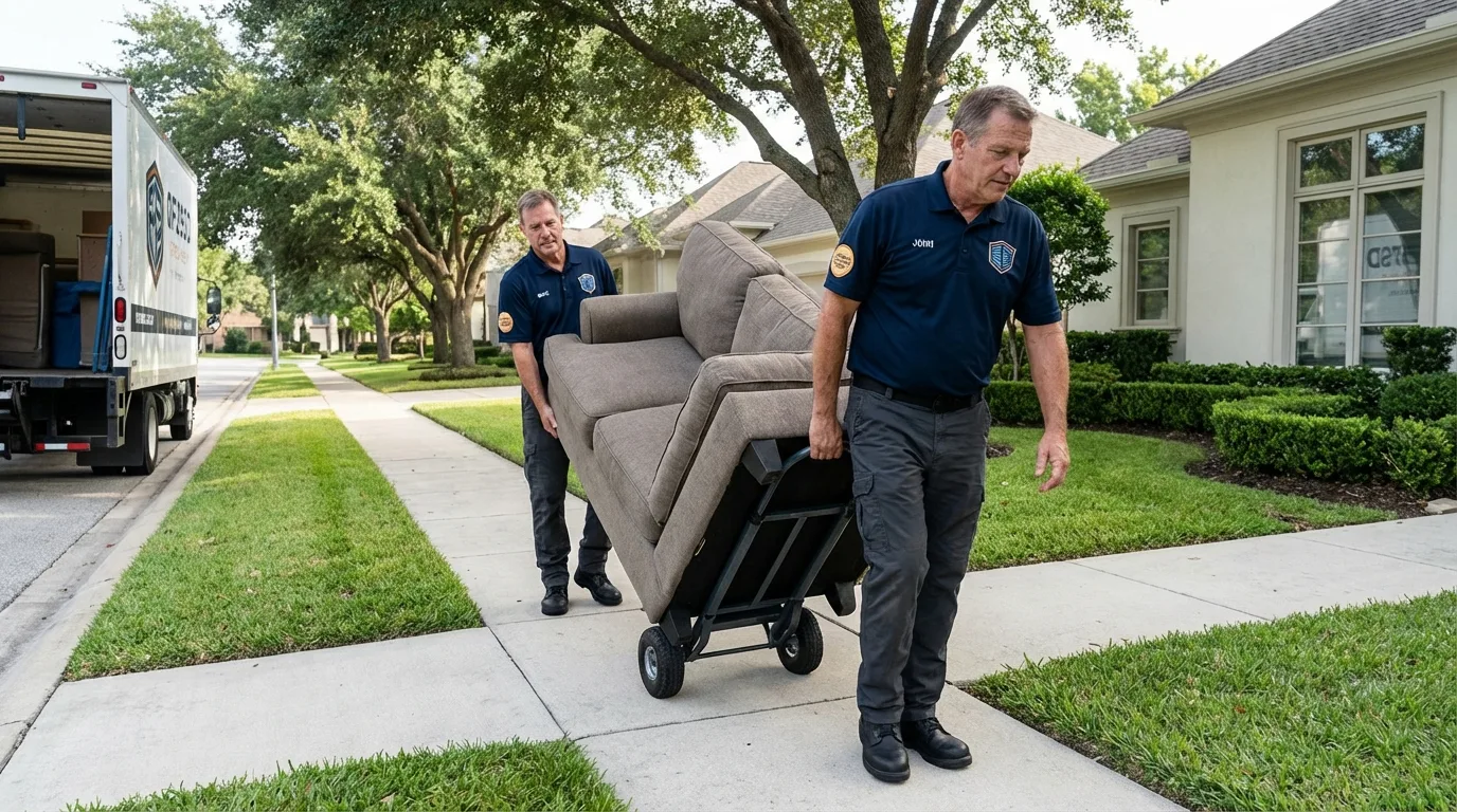 Local residential moving crew loading furniture in Richmond, ME